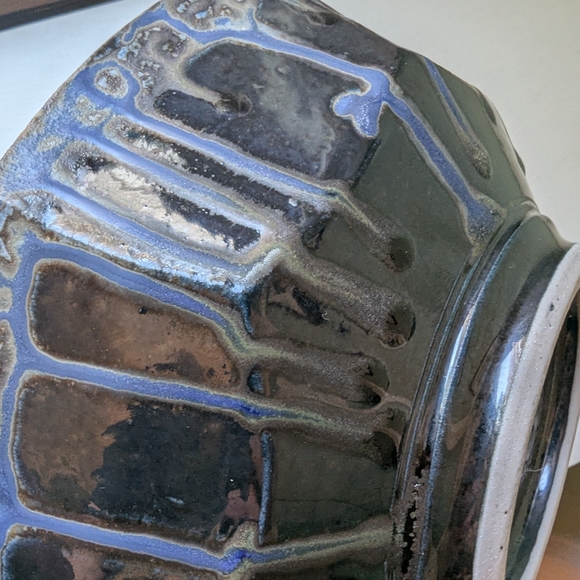 Richard Aerni Studio Art Pottery Bowl Aqua Blue Green Signed - Picture 9 of 11